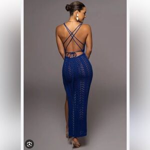 Elegant Blue Lace Dress